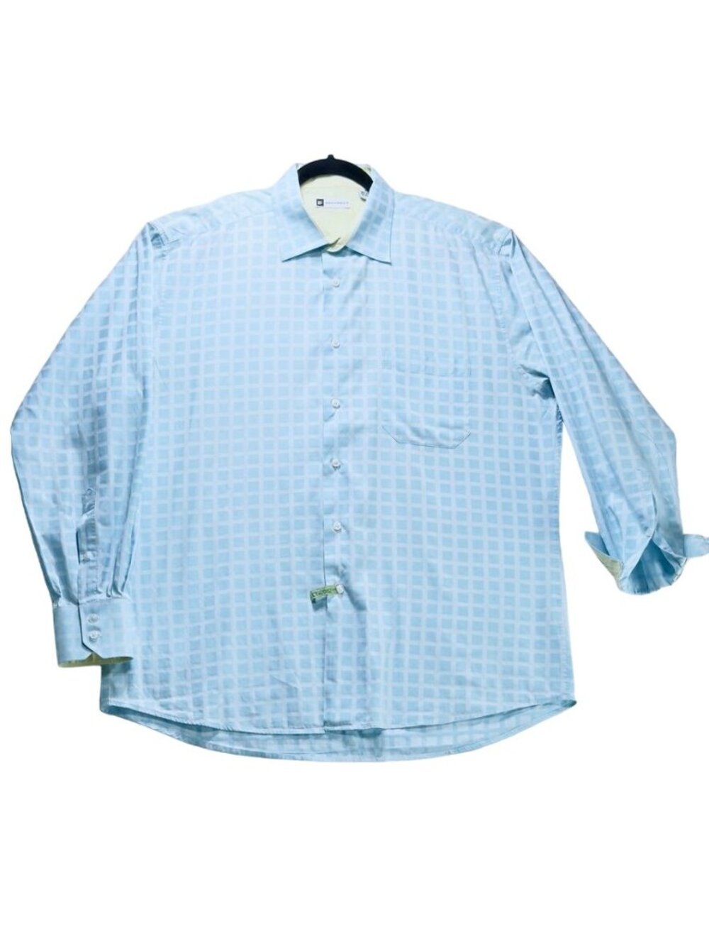 Bachrach Men's XL Light Blue Checkered Long Sleeve Button-Up Shirt - Picture 3 of 8